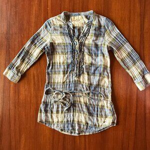 Hollister Plaid Belt Waist Ruffle Henly Vintage